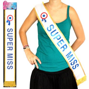 Écharpe de Miss "Super Miss" Bleue Écharpe de Miss "Super Miss" Bleue