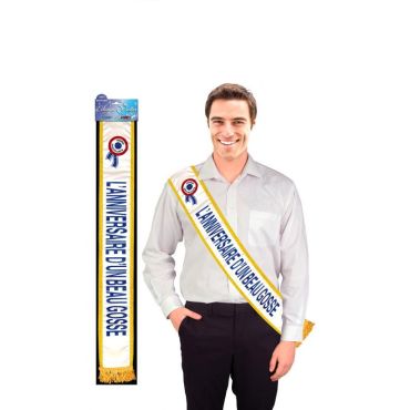 Echarpe de Mister Joyeux Anniversaire Bleue Echarpe de Mister Joyeux Anniversaire Bleue