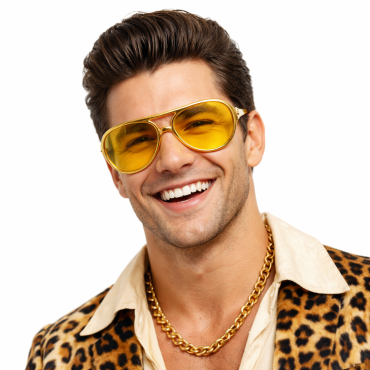 Lunettes dorées style Elvis pour soirée rétro | jourdefete.com Lunettes dorées style Elvis pour soirée rétro | jourdefete.com