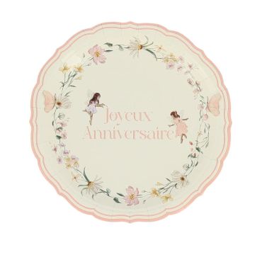 Assiettes anniversaire fleurs et fées rose pastel Joyeux Anniversaire 23 cm | jourdefete.com Assiettes anniversaire fleurs et fées rose pastel Joyeux Anniversaire 23 cm | jourdefete.com