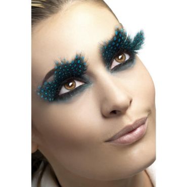 Paire de faux cils plumes noires à pois bleus | jourdefete.com Paire de faux cils plumes noires à pois bleus | jourdefete.com