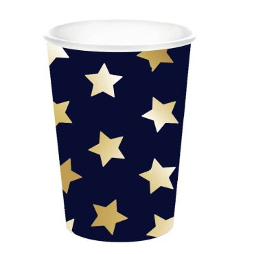 gobelet en carton bleu nuit avec etoiles dorees | jourdefete.com gobelet en carton bleu nuit avec etoiles dorees | jourdefete.com