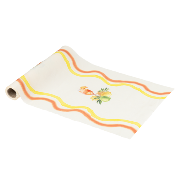 Chemin de table Fizz Agrume 28cmx5m, tissu aux couleurs jaune, orange et crème | jourdefete.com Chemin de table Fizz Agrume 28cmx5m, tissu aux couleurs jaune, orange et crème | jourdefete.com