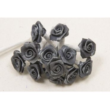 72 Mini Roses en satin sur tige - Gris 72 Mini Roses en satin sur tige - Gris