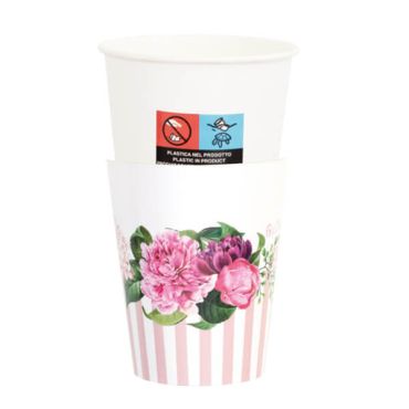 8 gobelets en carton avec couverture de la collection Floral Pink 8 gobelets en carton avec couverture de la collection Floral Pink