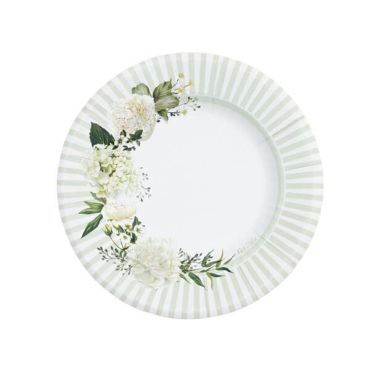 8 assiettes en carton de la collection Floral White de 21 cm 8 assiettes en carton de la collection Floral White de 21 cm
