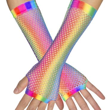 mitaines longues en resille arc en ciel pour femme | jourdefete.com mitaines longues en resille arc en ciel pour femme | jourdefete.com