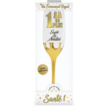 Flûte à champagne en verre d'anniversaire 1 an de plus
