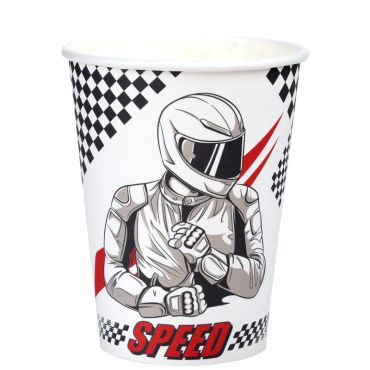 Gobelets en carton Formule 1 avec pilote casqué et motifs à damier | jourdefete.com Gobelets en carton Formule 1 avec pilote casqué et motifs à damier | jourdefete.com
