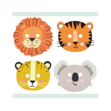 8 masques en carton les animaux de la jungle | jourdefete.com 8 masques en carton les animaux de la jungle | jourdefete.com