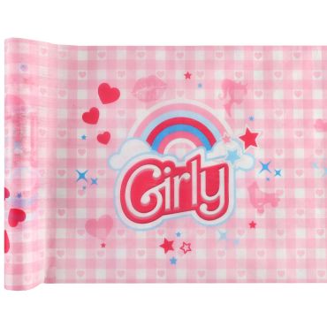Chemin de table Girly rose à motifs étoiles et arc-en-ciel | jourdefete.com Chemin de table Girly rose à motifs étoiles et arc-en-ciel | jourdefete.com