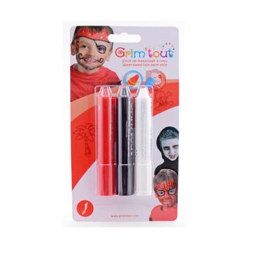 Pack de 3 sticks de maquillage Pirate VampireGrim'Tout Pack de 3 sticks de maquillage Pirate VampireGrim'Tout