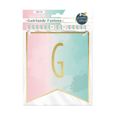 Guirlande de fanions avec lettres et ruban - Fille ou Garçon ? - Collection Gender Reveal | jourdefete.com Guirlande de fanions avec lettres et ruban - Fille ou Garçon ? - Collection Gender Reveal | jourdefete.com