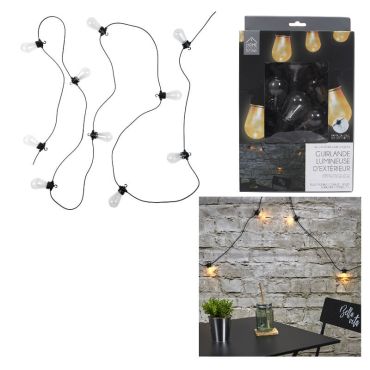 Guirlande lumineuse ampoules extérieure Blanc Chaud de 5 mètres | jourdefete.com