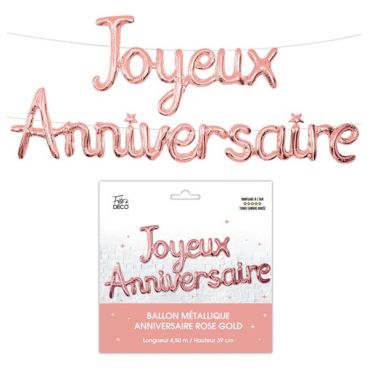 Ballon métallique "Joyeux Anniversaire" rose gold, décoration élégante pour anniversaire | jourdefete.com Ballon métallique "Joyeux Anniversaire" rose gold, décoration élégante pour anniversaire | jourdefete.com
