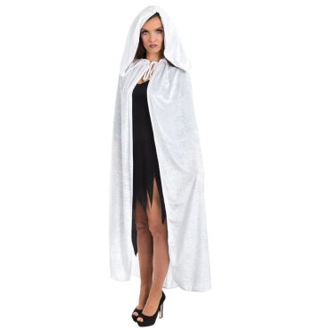 Cape Blanche en Velours avec Capuche Adulte - 182 cm Cape Blanche en Velours avec Capuche Adulte - 182 cm