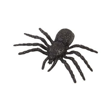 Grande araignée décorative noire recouverte de paillettes brillantes pour une ambiance d'Halloween | jourdefete.com