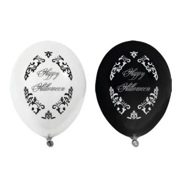 lot de 8 ballons imprimés Halloween chic noirs et blancs | jourdefete.com lot de 8 ballons imprimés Halloween chic noirs et blancs | jourdefete.com