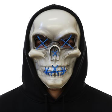 Masque squelette lumineux bleu pour Halloween | jourdefete.com Masque squelette lumineux bleu pour Halloween | jourdefete.com