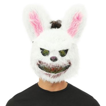 Masque Halloween Lapin Diabolique en peluche blanche avec dents monstrueuses | jourdefete.com Masque Halloween Lapin Diabolique en peluche blanche avec dents monstrueuses | jourdefete.com
