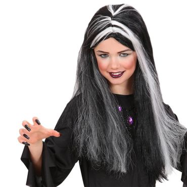 De longs cheveux noirs et gris lors de la soirée d'Halloween | jourdefete.com De longs cheveux noirs et gris lors de la soirée d'Halloween | jourdefete.com
