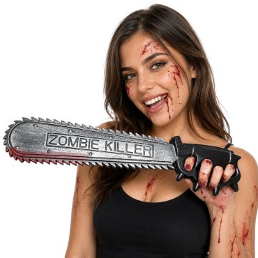 Scie de chasse factice plastique sanglante zombie killer accessoire halloween | jourdefete.com Scie de chasse factice plastique sanglante zombie killer accessoire halloween | jourdefete.com