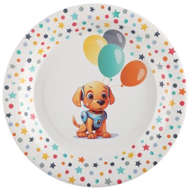 Assiettes en carton avec chiot robot et ballons colorés | jourdefete.com Assiettes en carton avec chiot robot et ballons colorés | jourdefete.com