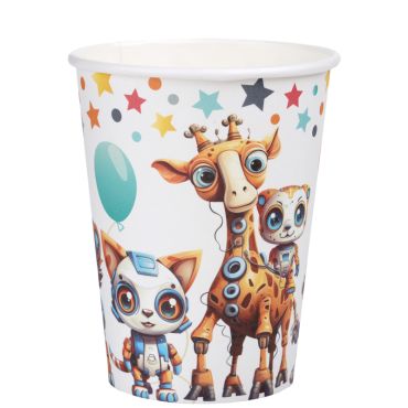Gobelets en carton avec girafe, chat et guépard robotiques | jourdefete.com Gobelets en carton avec girafe, chat et guépard robotiques | jourdefete.com