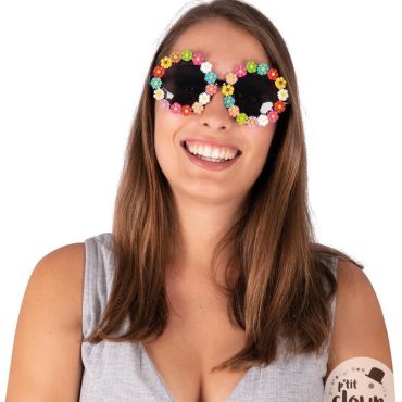 Lunettes hippie mini fleurs multicolores pour déguisement | jourdefete.com Lunettes hippie mini fleurs multicolores pour déguisement | jourdefete.com