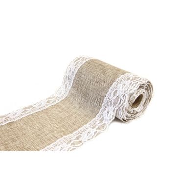 Chemin de table jute et dentelle Chemin de table jute et dentelle