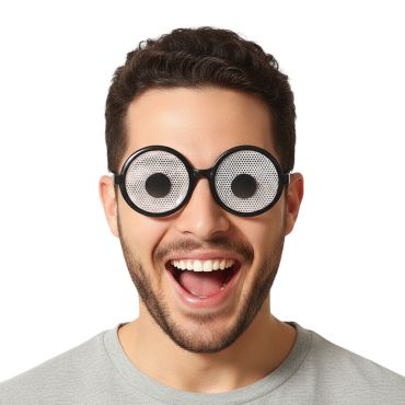 Homme portant des lunettes Crazy Eyes humoristiques pour soirée déguisée | jourdefete.com Homme portant des lunettes Crazy Eyes humoristiques pour soirée déguisée | jourdefete.com