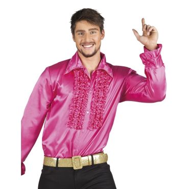Chemise Disco Rose Vif Homme - XXL Chemise Disco Rose Vif Homme - XXL