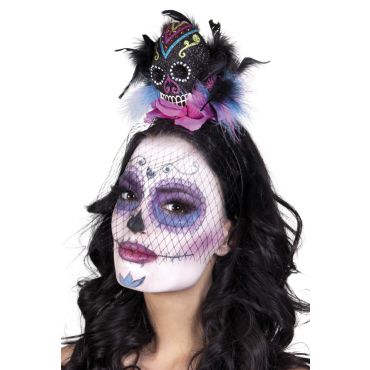 Serre-Tête Day Of The Dead avec Voilette Serre-Tête Day Of The Dead avec Voilette