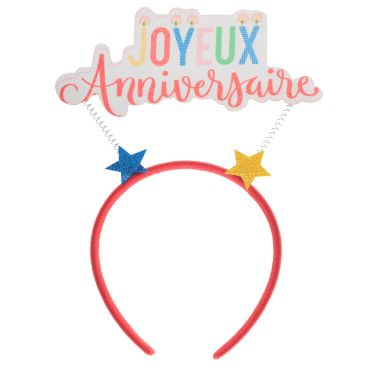 Serre-tête Joyeux Anniversaire multicolore avec étoiles festives | jourdefete.com Serre-tête Joyeux Anniversaire multicolore avec étoiles festives | jourdefete.com