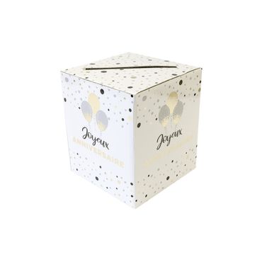 Urne tirelire Joyeux Anniversaire blanche et dorée pour messages et enveloppes | jourdefete.com Urne tirelire Joyeux Anniversaire blanche et dorée pour messages et enveloppes | jourdefete.com