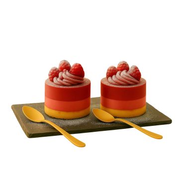 Petites cuillères de fête dorées de 13 cm disposées avec des desserts | jourdefete.com Petites cuillères de fête dorées de 13 cm disposées avec des desserts | jourdefete.com