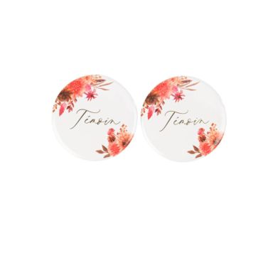 Des badges blancs avec écrit "Témoin" en doré pour votre mariage | jourdefete.com Des badges blancs avec écrit "Témoin" en doré pour votre mariage | jourdefete.com