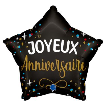 Ballon étoile noir "Joyeux Anniversaire" pour anniversaire chic | jourdefete.com Ballon étoile noir "Joyeux Anniversaire" pour anniversaire chic | jourdefete.com