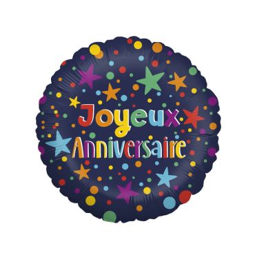 Ballon Aluminium Joyeux Anniversaire - Marine et Multicolore - 46 cm Ballon Aluminium Joyeux Anniversaire - Marine et Multicolore - 46 cm