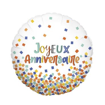Ballon Aluminium Joyeux Anniversaire - Confettis-46cm Ballon Aluminium Joyeux Anniversaire - Confettis-46cm