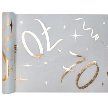 Chemin de Table Anniversaire - Blanc et Or - 70 ans | jourdefete.com Chemin de Table Anniversaire - Blanc et Or - 70 ans | jourdefete.com