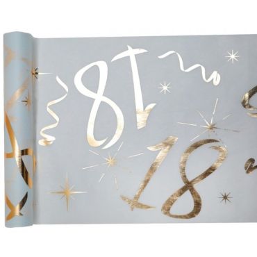 Chemin de Table Anniversaire - Blanc et Or - 18 ans | jourdefete.com Chemin de Table Anniversaire - Blanc et Or - 18 ans | jourdefete.com