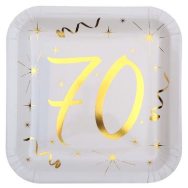 10 Assiettes en Carton Anniversaire - Blanc et Or - 70 ans | jourdefete.com 10 Assiettes en Carton Anniversaire - Blanc et Or - 70 ans | jourdefete.com