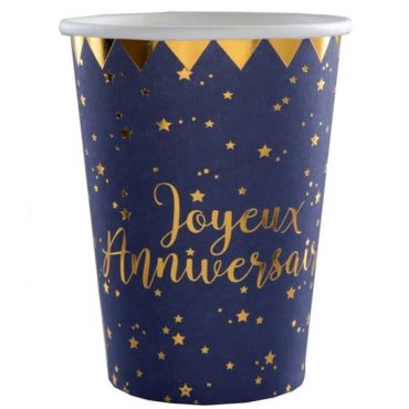 10 Gobelets en Carton "Joyeux Anniversaire" Bleu Marine Métallisé | jourdefete.com 10 Gobelets en Carton "Joyeux Anniversaire" Bleu Marine Métallisé | jourdefete.com