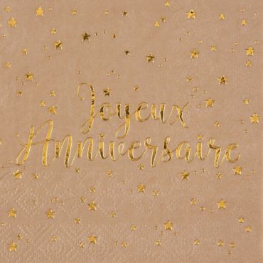 20 serviettes joyeux anniversaire couleur kraft | jourdefete.com 20 serviettes joyeux anniversaire couleur kraft | jourdefete.com