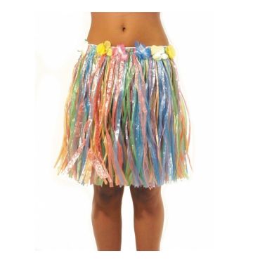Jupe Hawaïenne Courte Raffia 45 cm - Multicolore Jupe Hawaïenne Courte Raffia 45 cm - Multicolore