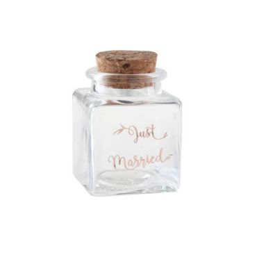 pot carre en verre just married rose gold | jourdefete.com