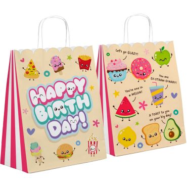 Lot de 6 sacs cadeaux en papier kraft avec anses et motifs d'aliments mignons Kawaii | jourdefete.com Lot de 6 sacs cadeaux en papier kraft avec anses et motifs d'aliments mignons Kawaii | jourdefete.com