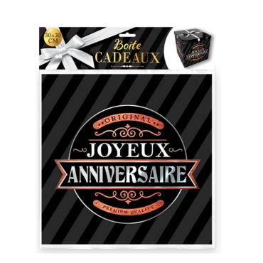 boite cadeau noire joyeux anniversaire grand modele | jourdefete.com boite cadeau noire joyeux anniversaire grand modele | jourdefete.com