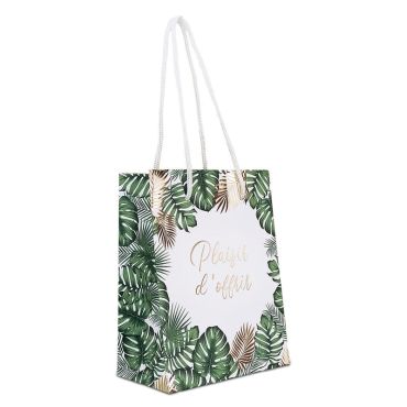 Une mini pochette cadeau aux motifs de fleurs tropicales avec la mention "Plaisir d'offrir" | jourdefete.com Une mini pochette cadeau aux motifs de fleurs tropicales avec la mention "Plaisir d'offrir" | jourdefete.com